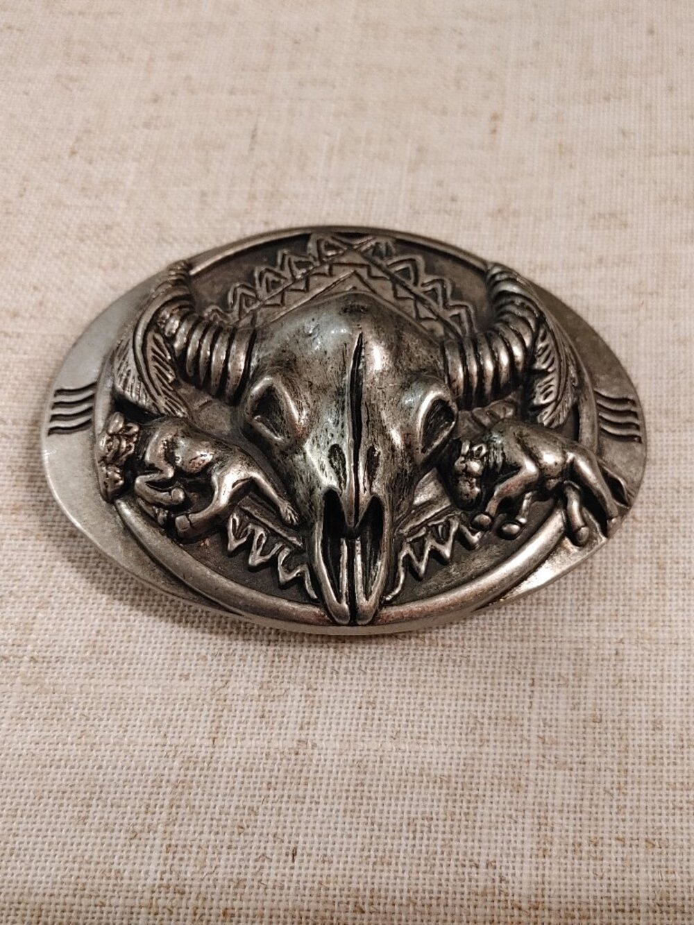 Vintage 1992 Siskiyou Buffalo Skull Western Belt Buckle Pewter